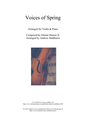 Voices of Spring arranged for Violin and Piano