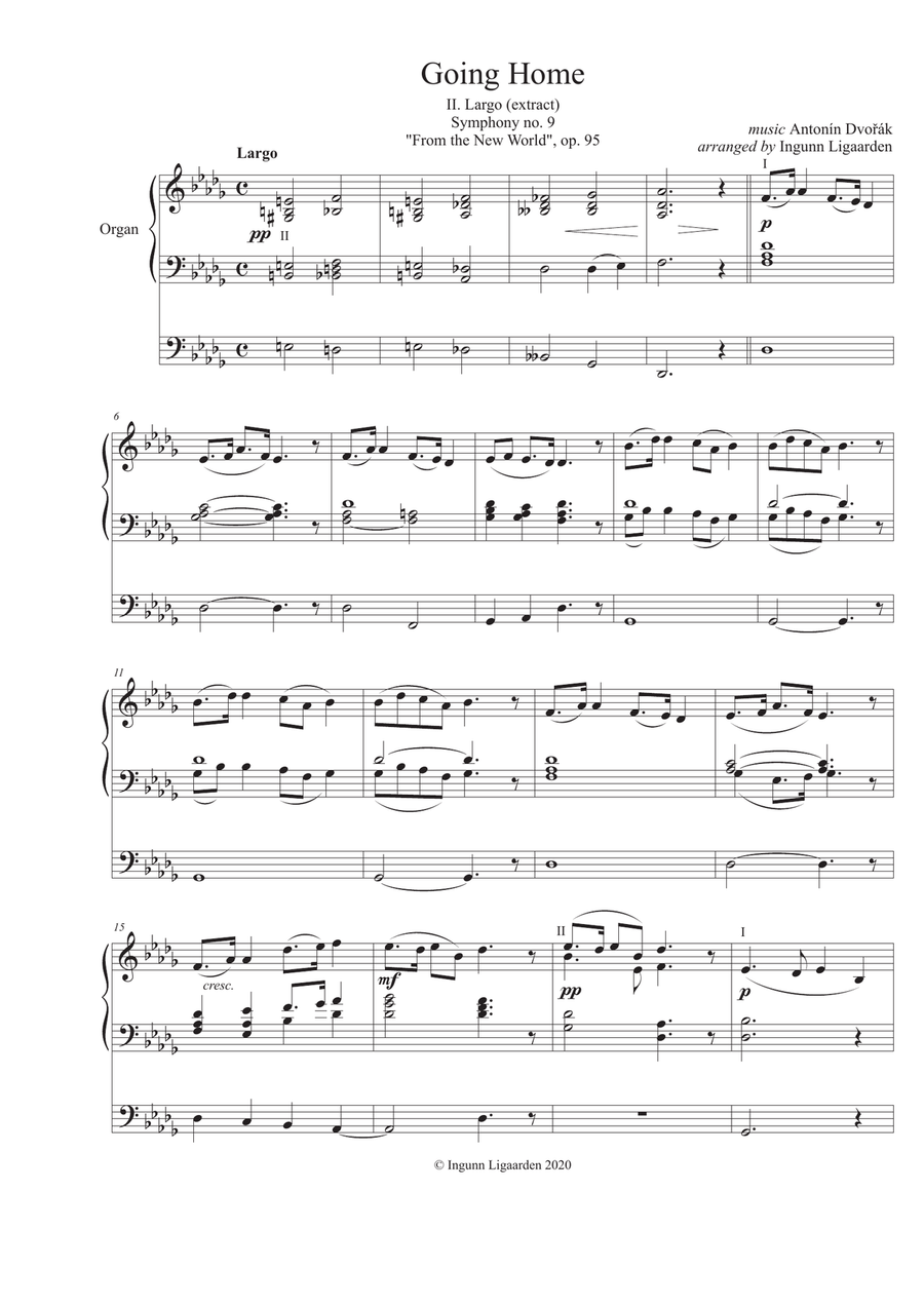 Going Home - from Symphony no. 9 From the New World (Dvorak) - for Organ Solo Organ Solo scores gallery preview page 1
