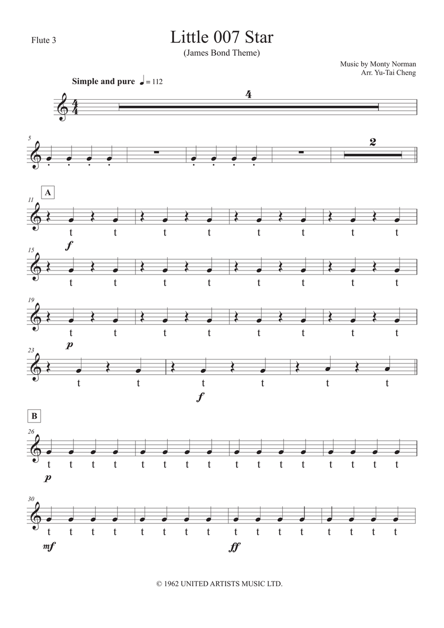 James Bond Theme Flute Quartet scores gallery preview page 5