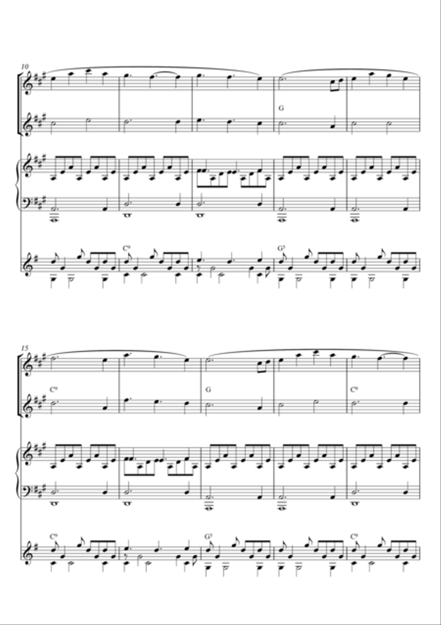 Instrumental Interlude 2'05 for 2 flutes, guitar and/or piano by Simon Peberdy Flute scores gallery preview page 3