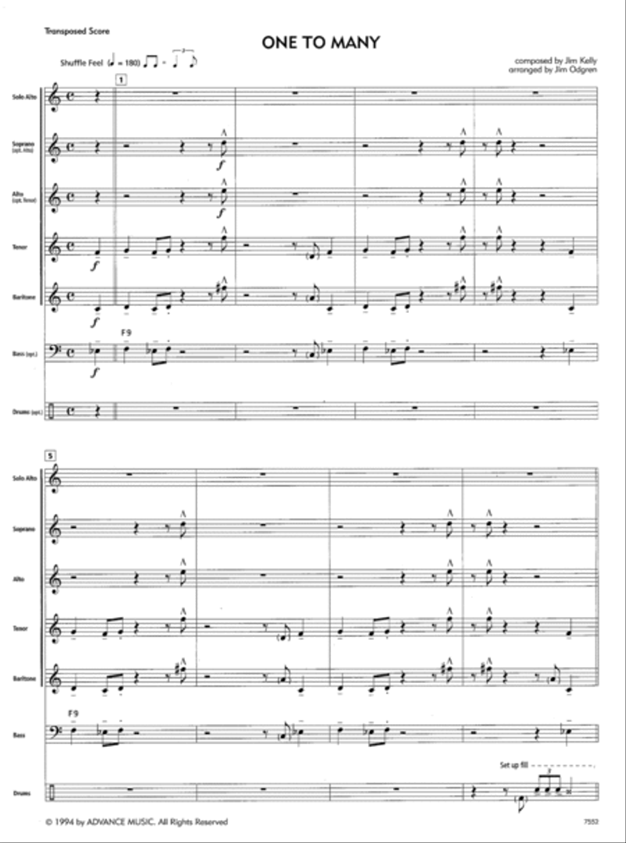 One to Many Saxophone Quintet scores gallery preview page 2