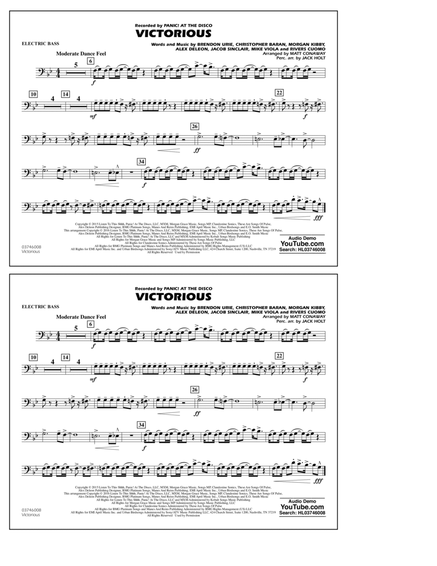 Victorious - Electric Bass Bass Guitar scores gallery preview page 1
