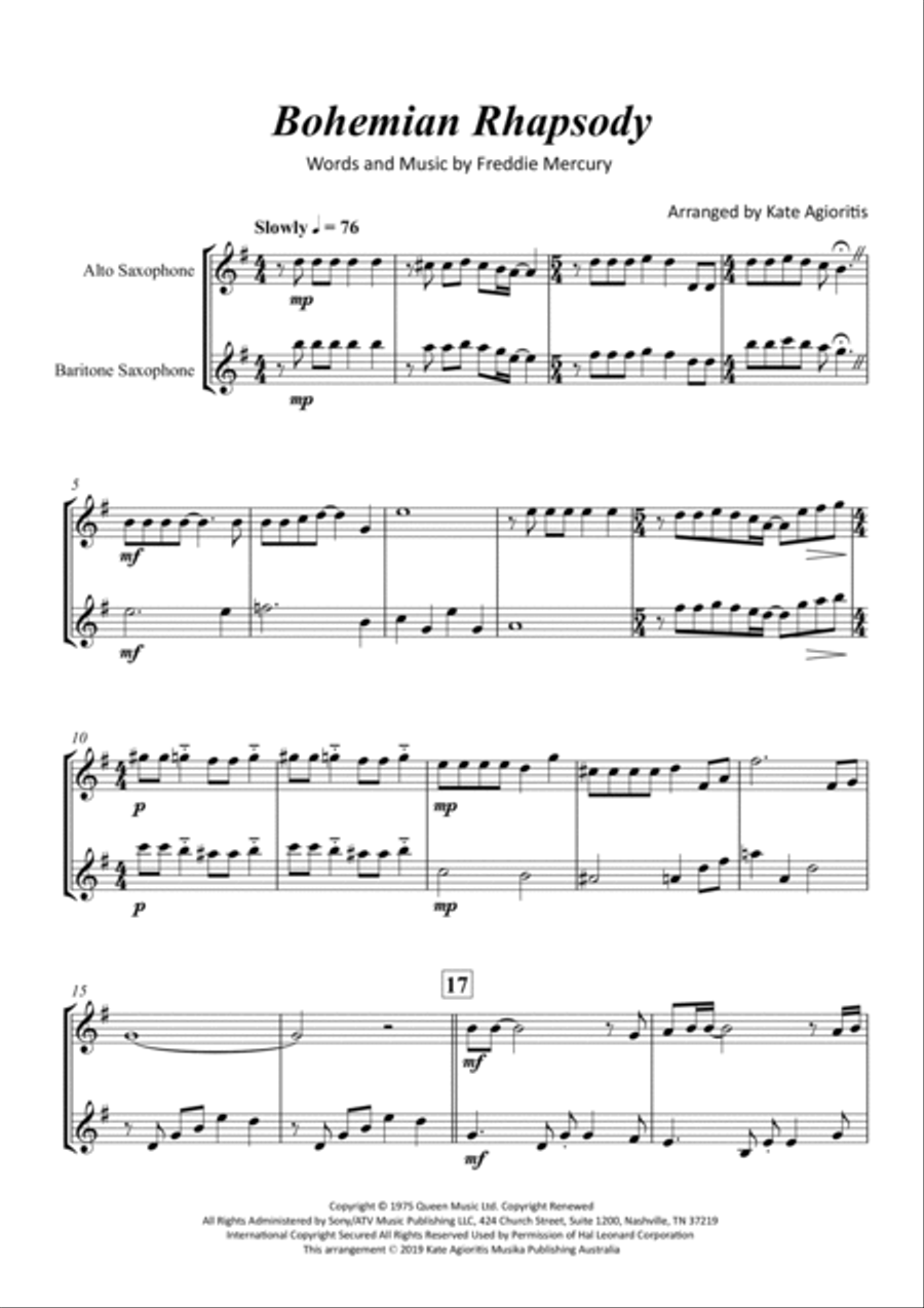 Bohemian Rhapsody Woodwind Duet scores gallery preview page 3