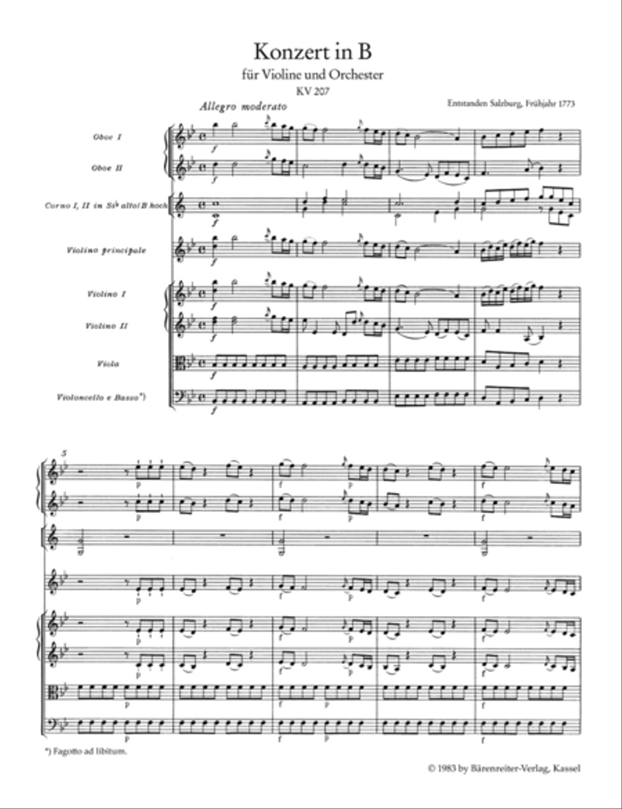 Works for Violin and Orchestra K. 207, 211, 216, 218, 219, 261, 269 (261a), 373 Orchestra scores gallery preview page 2