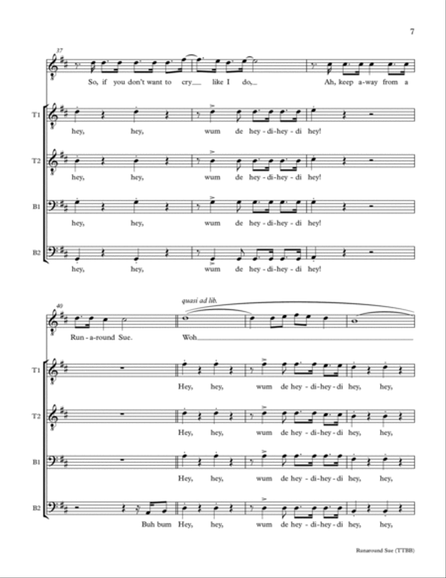 Runaround Sue TTBB scores gallery preview page 6