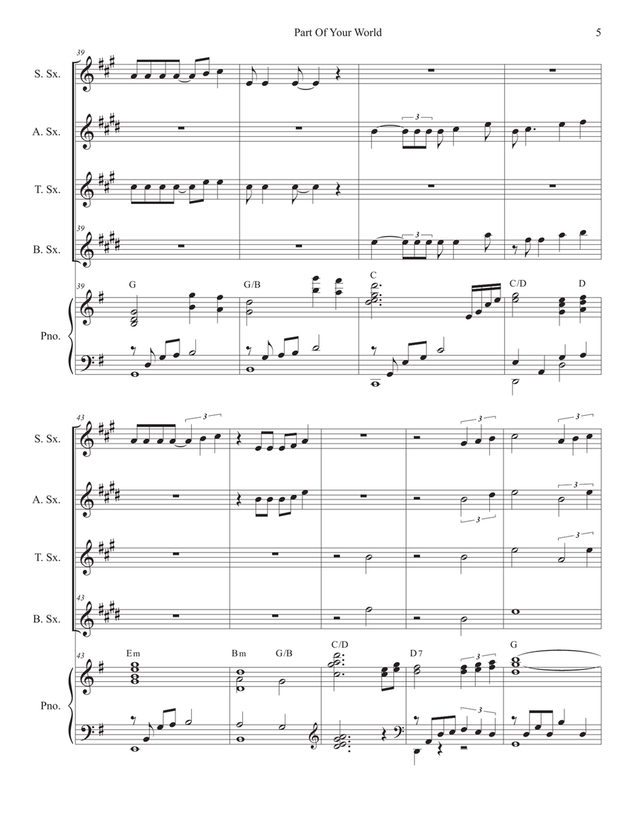 Part Of Your World Saxophone Quartet scores gallery preview page 5