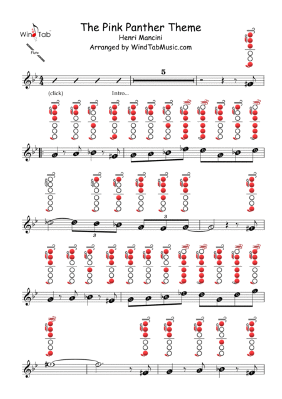 The Pink Panther Flute Solo scores gallery preview page 3