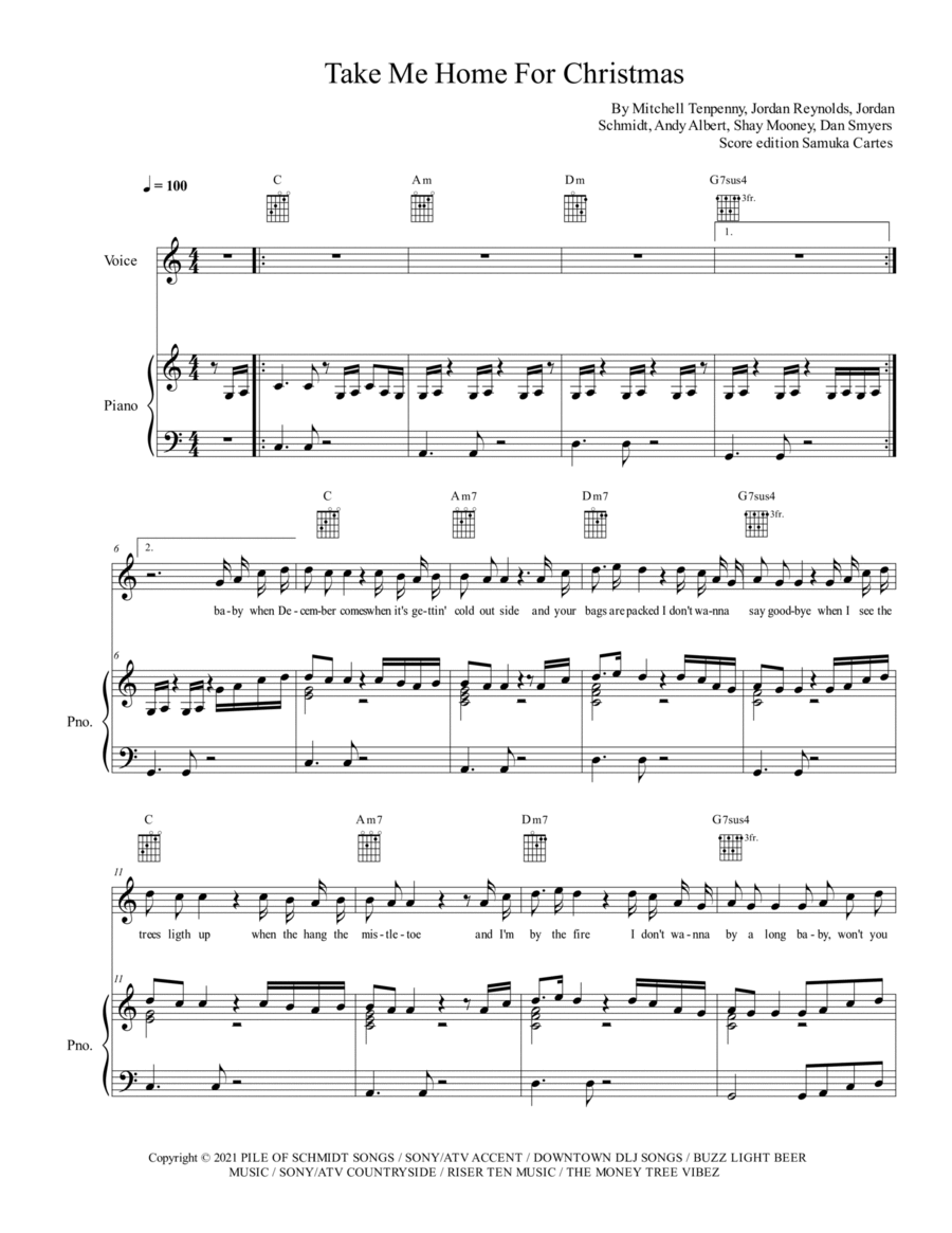 Take Me Home For Christmas Piano scores gallery preview page 1