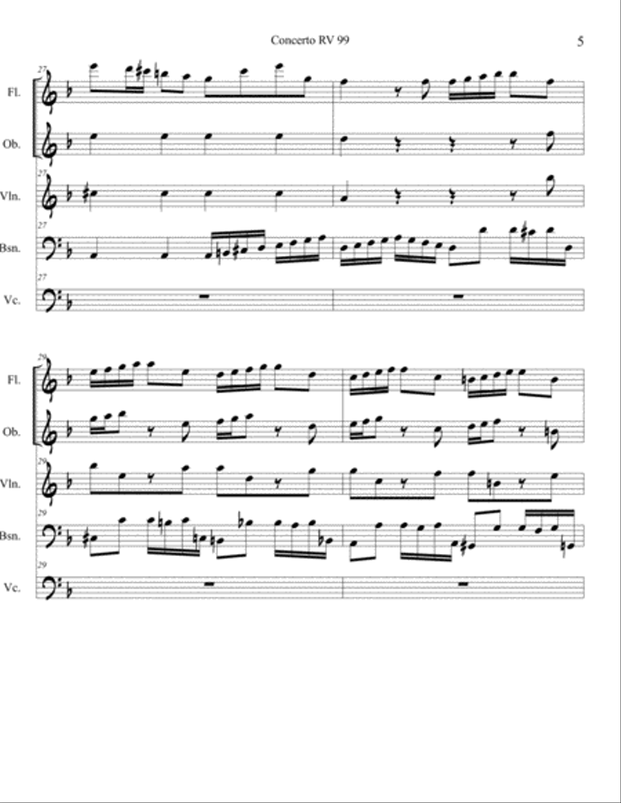 Concerto for Flute, Oboe, Violin, Bassoon and Continuo RV 99 Chamber Orchestra scores gallery preview page 6