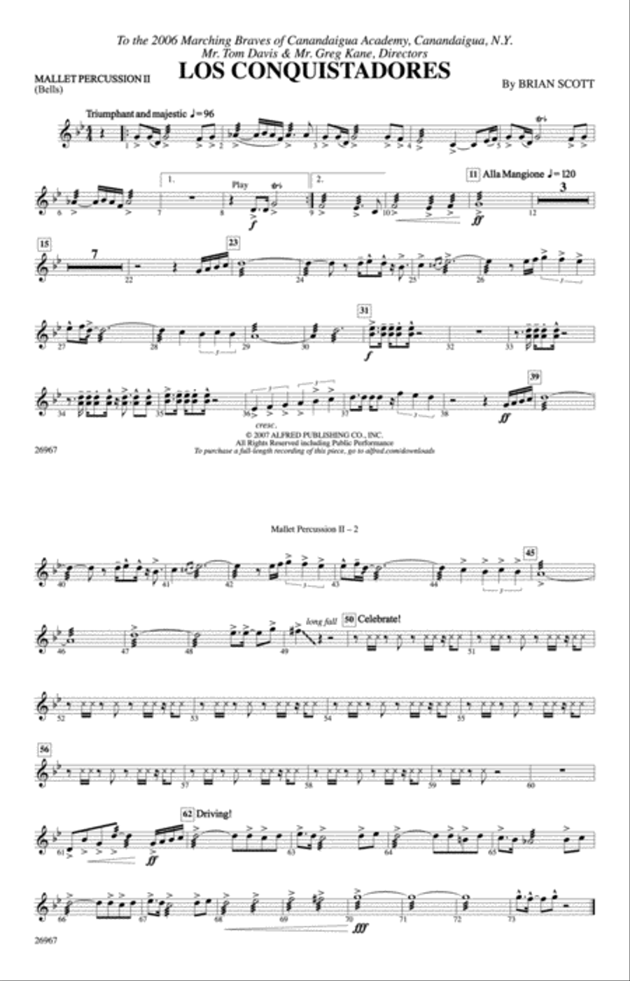 Los Conquistadores: 2nd Mallet Percussion Marching Band scores gallery preview page 1