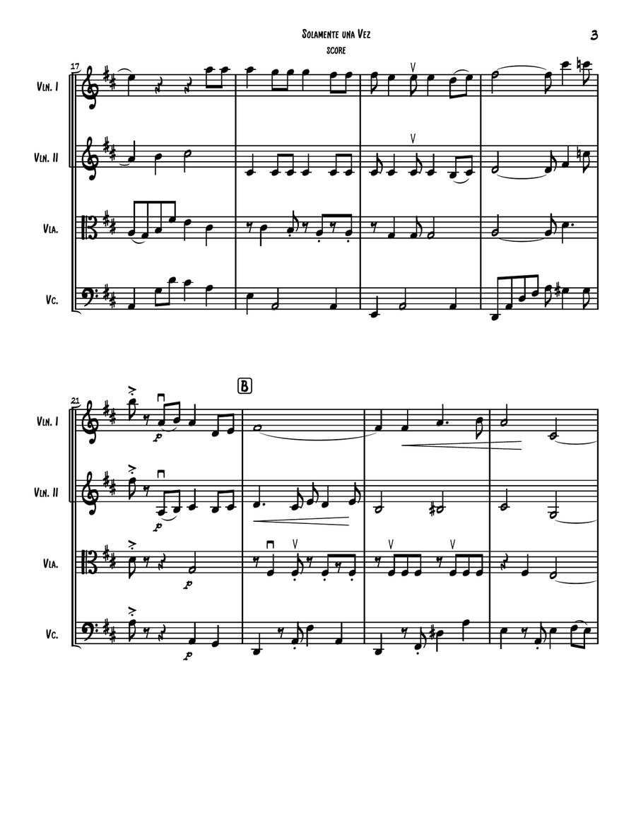 Solamente Una Vez String Quartet scores gallery preview page 4