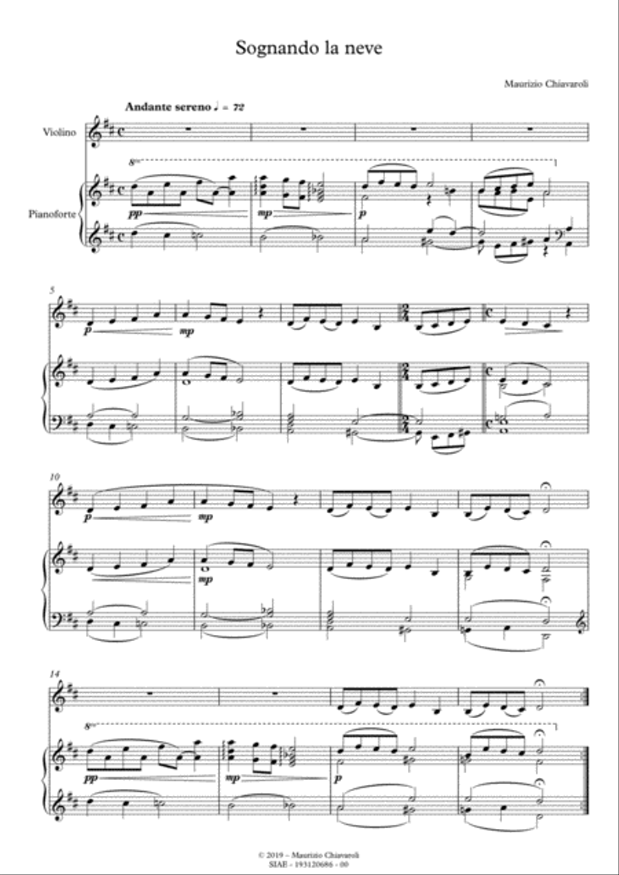Sognando la neve Sognando la neve Violin Solo scores gallery preview page 1