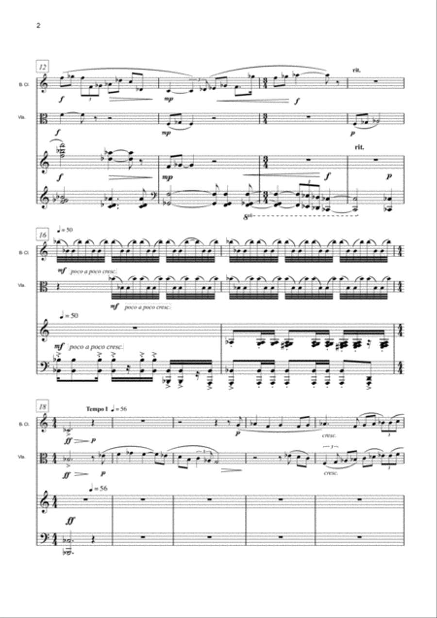 [Van de Vate] Trio for Clarinet, Viola, and Piano Clarinet scores gallery preview page 6