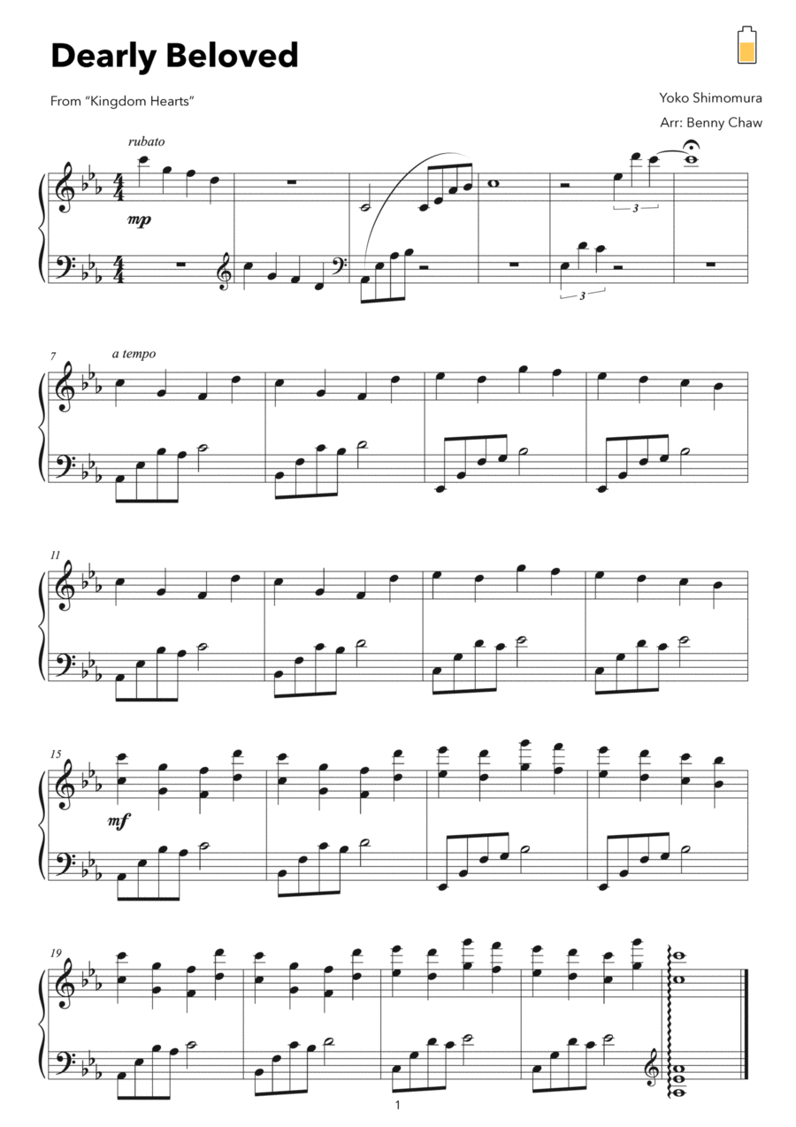 Dearly Beloved Dearly Beloved Piano Solo scores gallery preview page 1