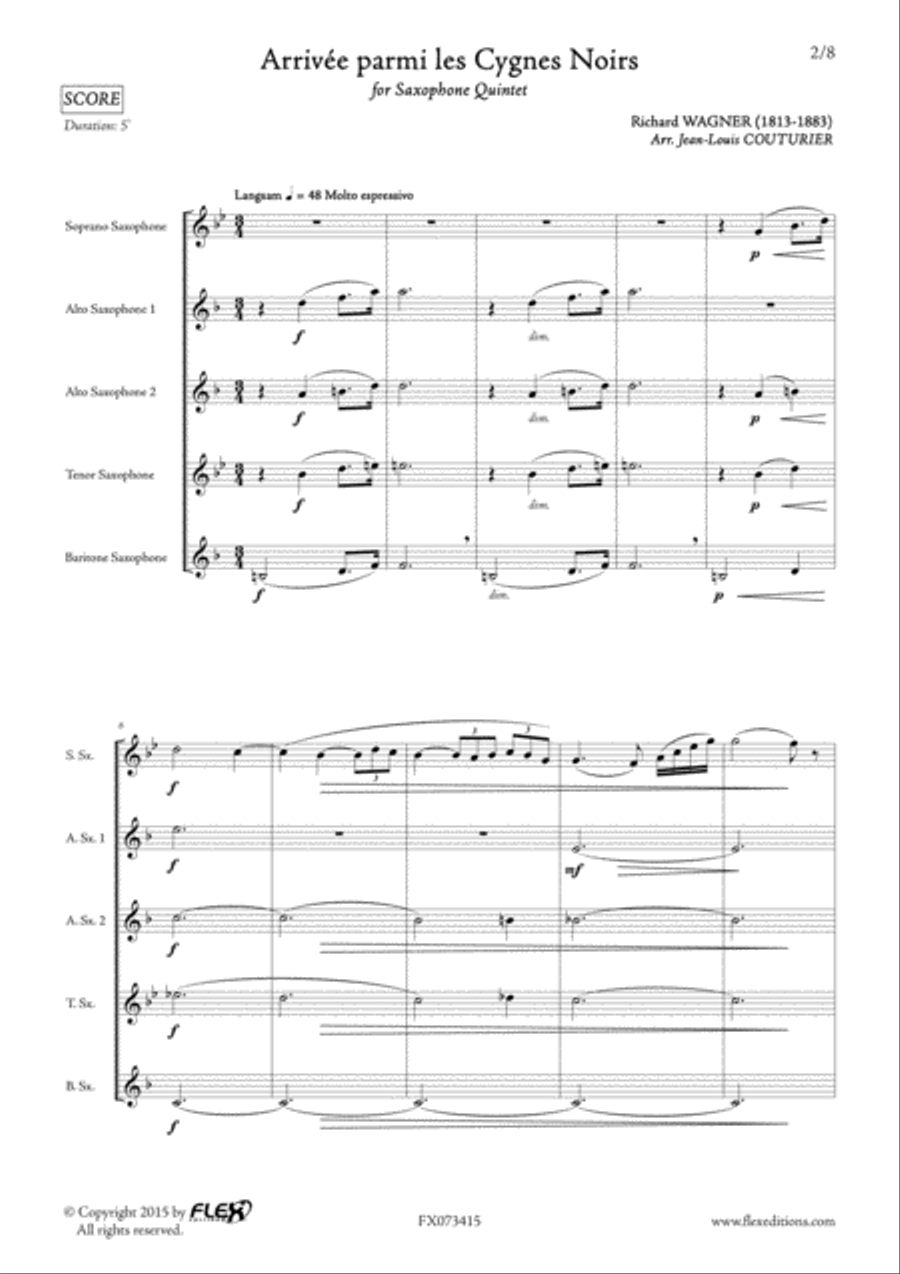 Arrivee parmi les Cygnes Noirs Tenor Saxophone scores gallery preview page 2