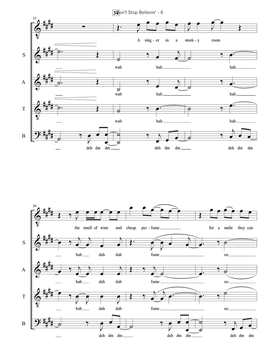 Don't Stop Believin' Don't Stop Believin' 4-Part scores gallery preview page 6