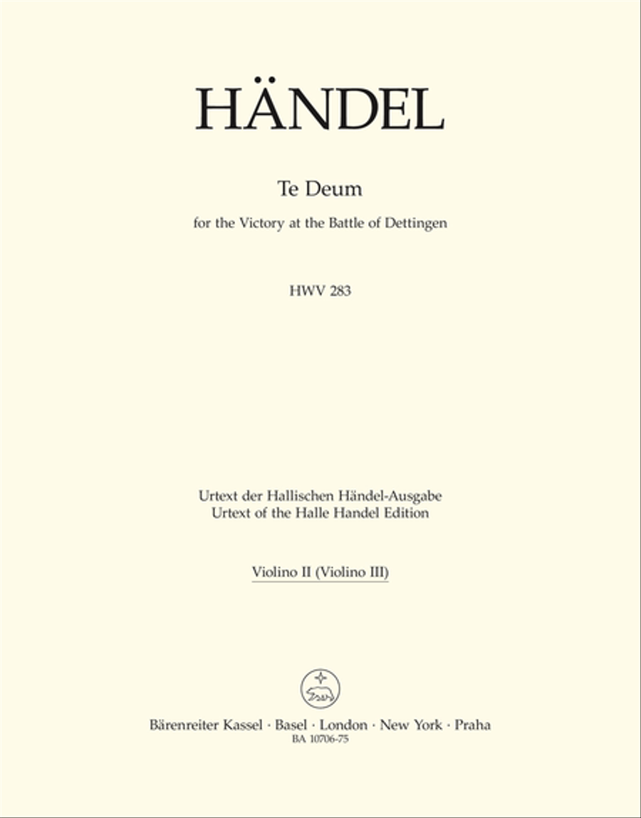 Te Deum for the Victory at the Battle of Dettingen HWV 283 Violin scores gallery preview page 1