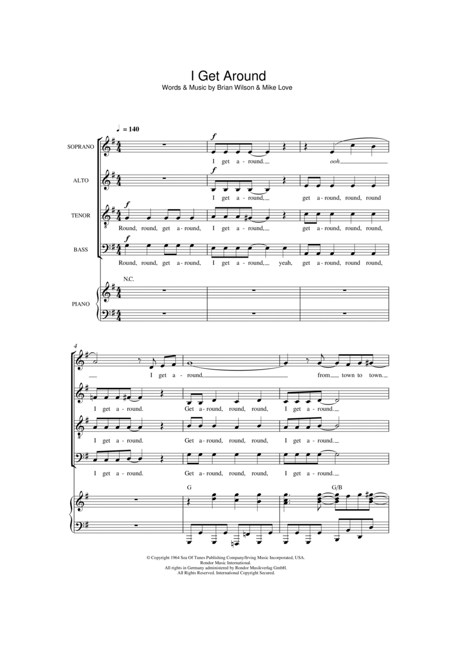 I Get Around (arr. Thomas Lydon) 4-Part scores gallery preview page 1
