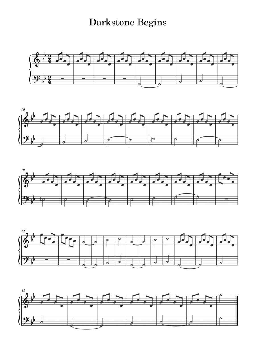 Darkstone Begins Easy Piano scores gallery preview page 1