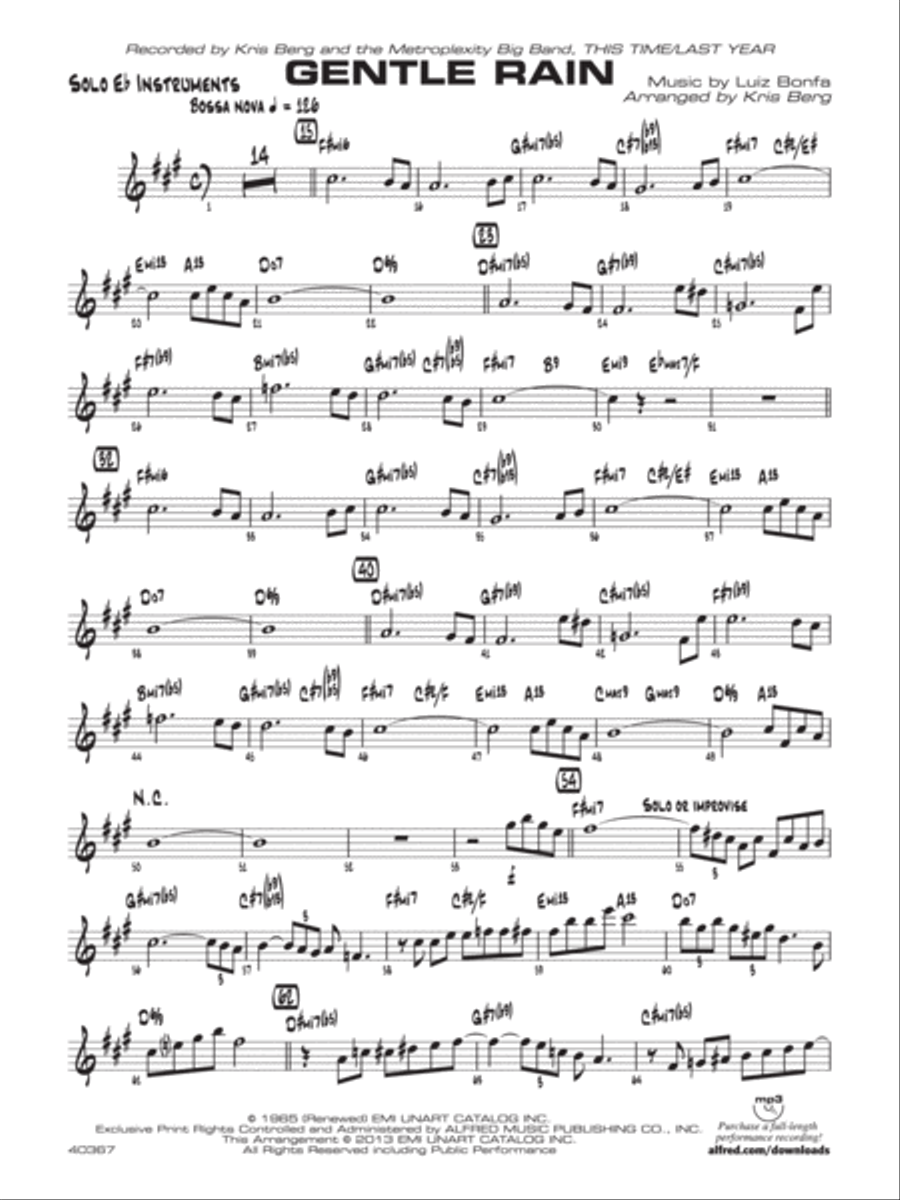 Gentle Rain: Solo Eb Part (Substitute for Vocal) Jazz Ensemble scores gallery preview page 1