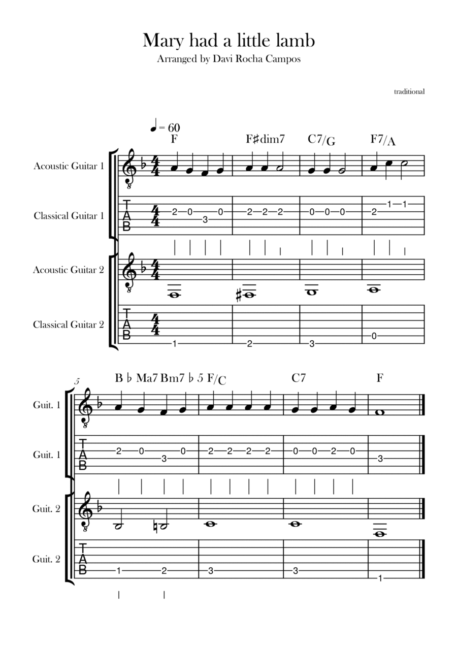 Mary had a little lamb Mary had a little lamb Chamber Music scores gallery preview page 1