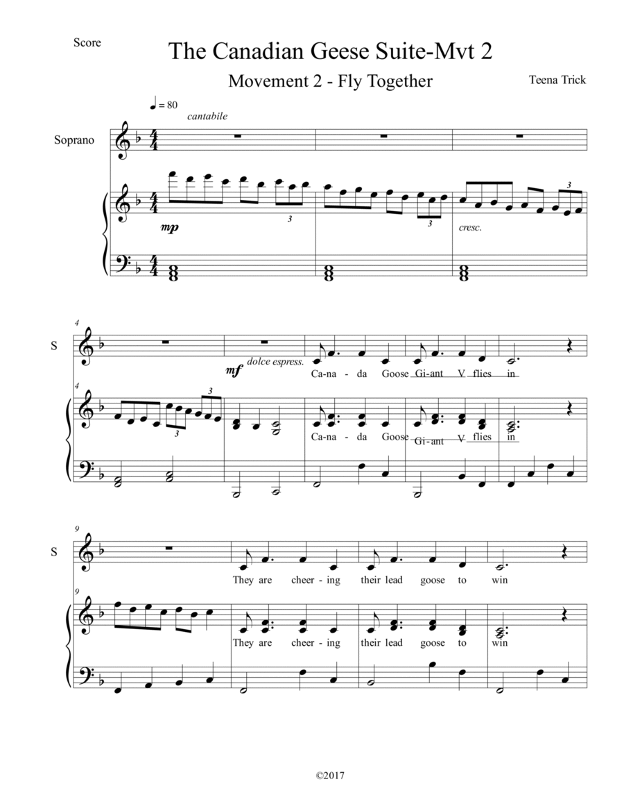 We fly together as a Team - Canadian Geese Suite Movement 2 Piano Method scores gallery preview page 1