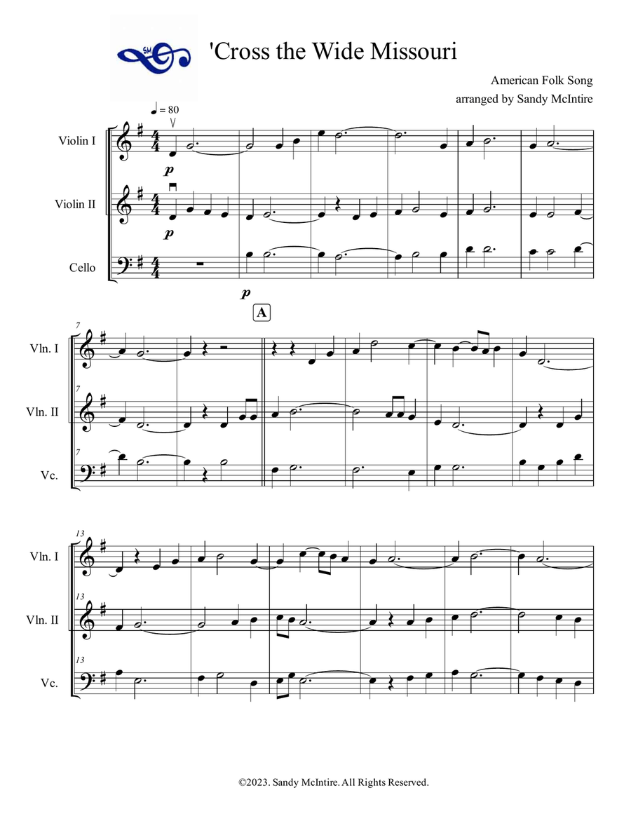 Cross the Wide Missouri String Trio scores gallery preview page 1