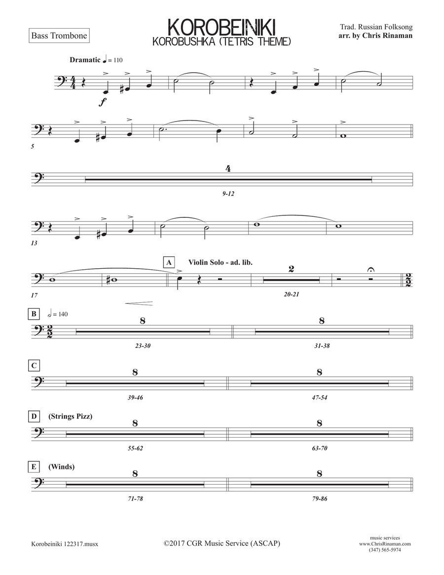 Korobeiniki (from Tetris) Full Orchestra scores gallery preview page 1