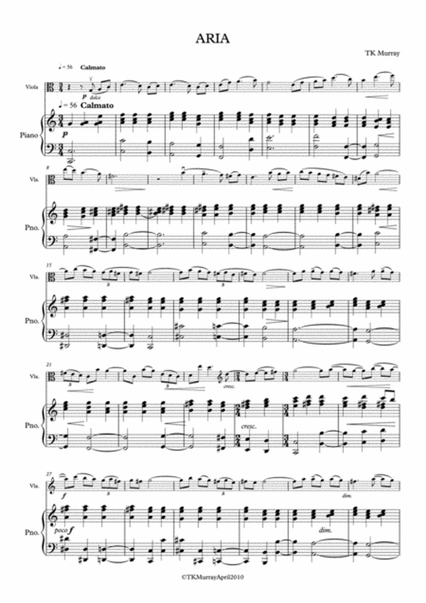 Murray - Aria - Viola & Piano image number null