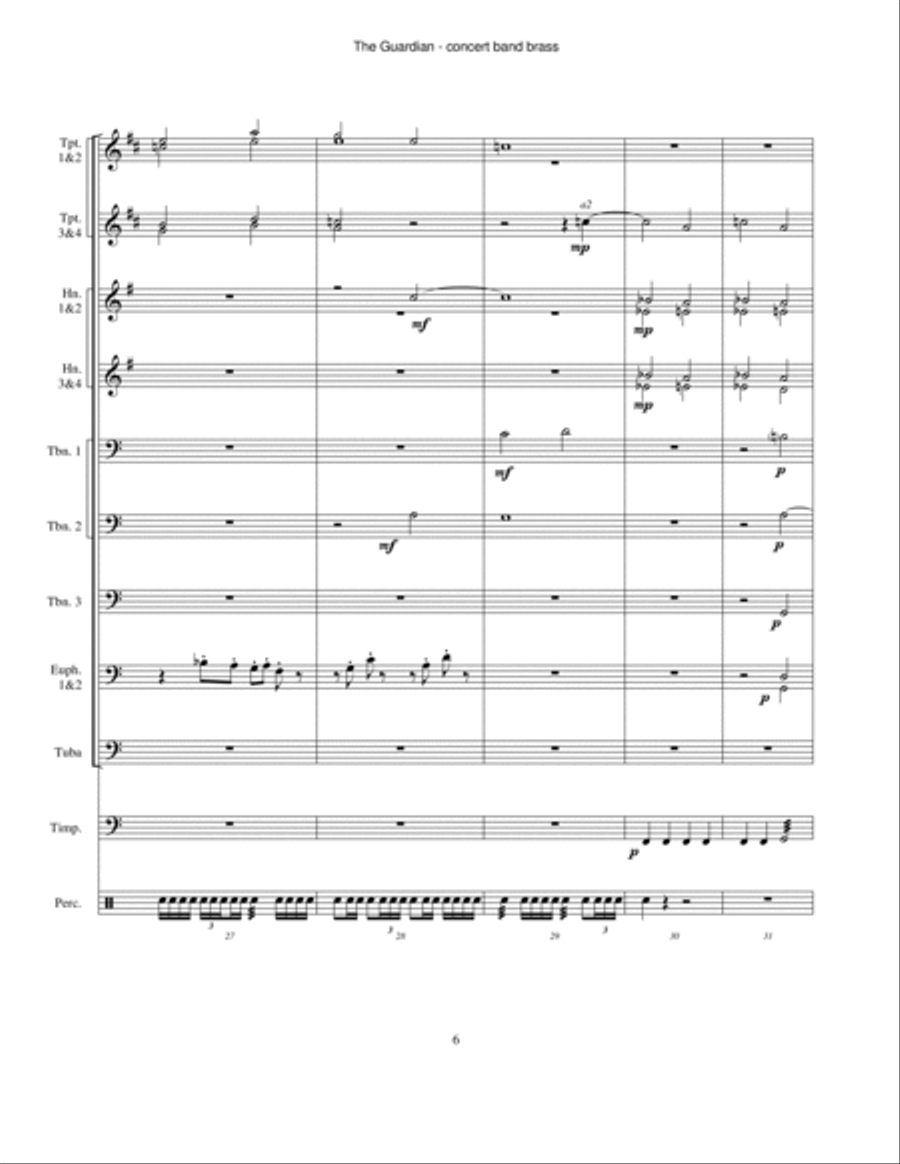 The Guardian (concert band brass version) Concert Band scores gallery preview page 6