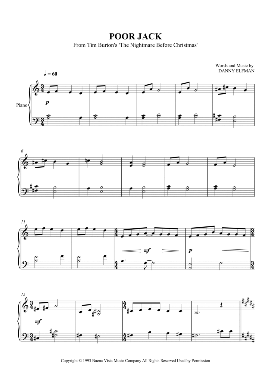 Poor Jack Easy Piano scores gallery preview page 1