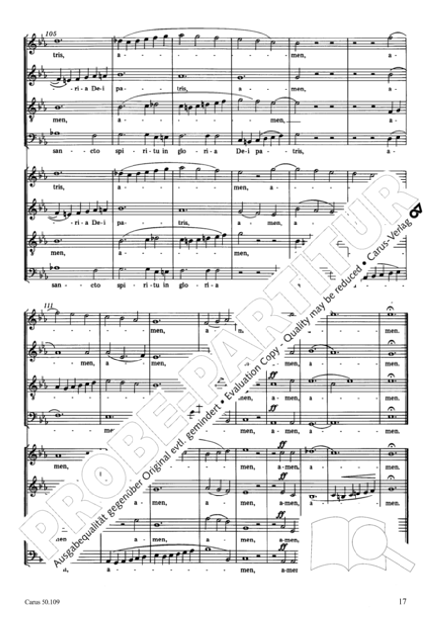 Mass in E flat major (Messe in Es) 4-Part scores gallery preview page 18