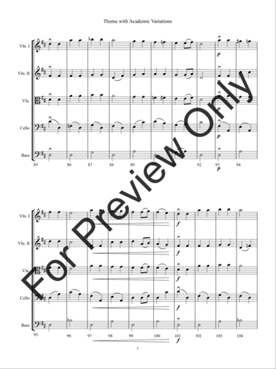 Theme With Academic Variations (Score) String Orchestra scores gallery preview page 10