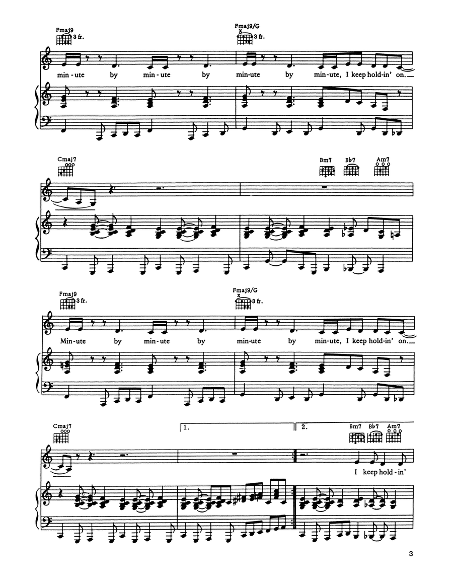 Minute By Minute Piano, Vocal, Guitar scores gallery preview page 3