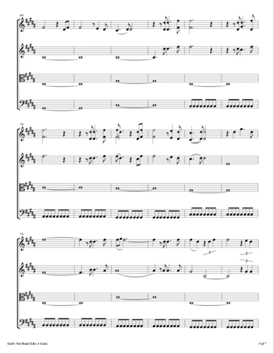 Like A Lion (God's Not Dead) String Quartet scores gallery preview page 6