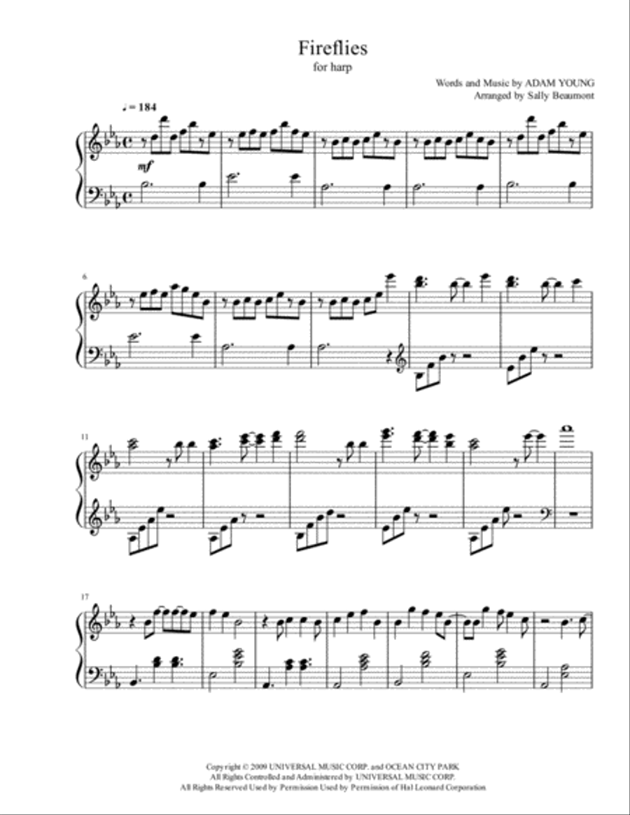 Fireflies Fireflies Harp scores gallery preview page 1