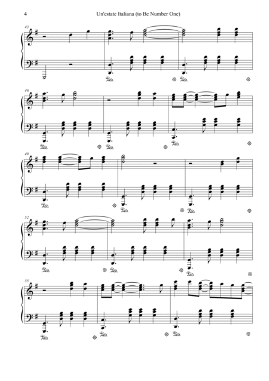 Un'estate Italiana (to Be Number One) Piano Solo scores gallery preview page 4