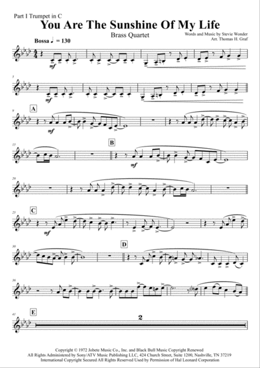You Are The Sunshine Of My Life Euphonium scores gallery preview page 6