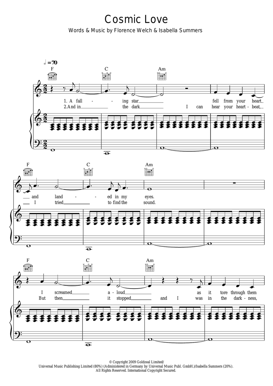 Cosmic Love Acoustic Guitar scores gallery preview page 1