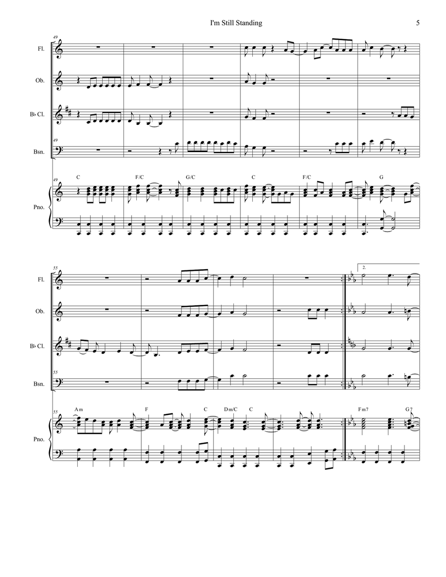 I'm Still Standing Woodwind Quartet scores gallery preview page 5