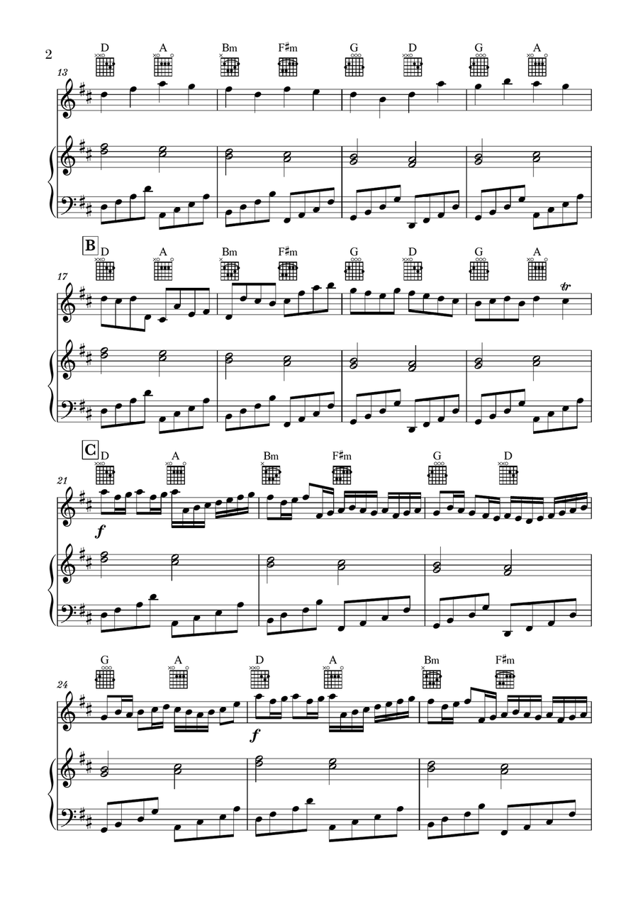 Canon in D for Violin and Piano with Guitar Chords Canon in D for Violin and Piano with Guitar Chords Small Ensemble scores gallery preview page 2