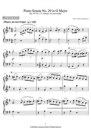 Piano Sonata No. 20 in G Major (EASY PIANO) Op. 49, No. 2, I. Allegro, ma non troppo