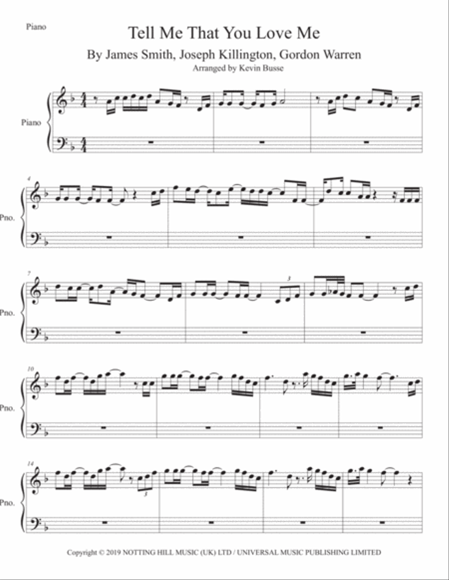 Tell Me That You Love Me Tell Me That You Love Me Easy Piano scores gallery preview page 1