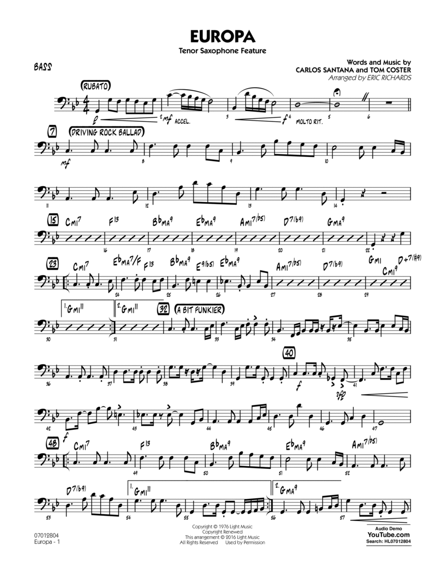 Europa - Bass Part scores gallery preview page 1