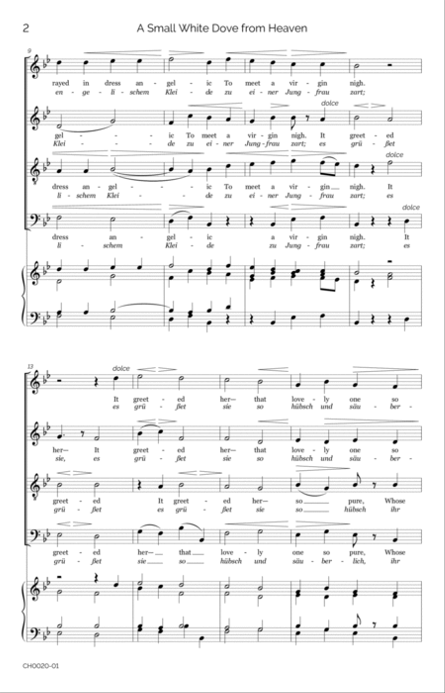 A Small White Dove from Heaven (Es flog ein Täublein weiße) 4-Part scores gallery preview page 4