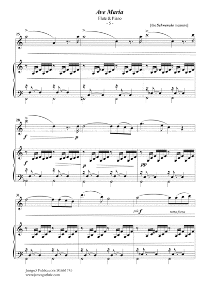 Bach-Gounod: Ave Maria, Schwencke version for Flute & Piano Flute Solo scores gallery preview page 5