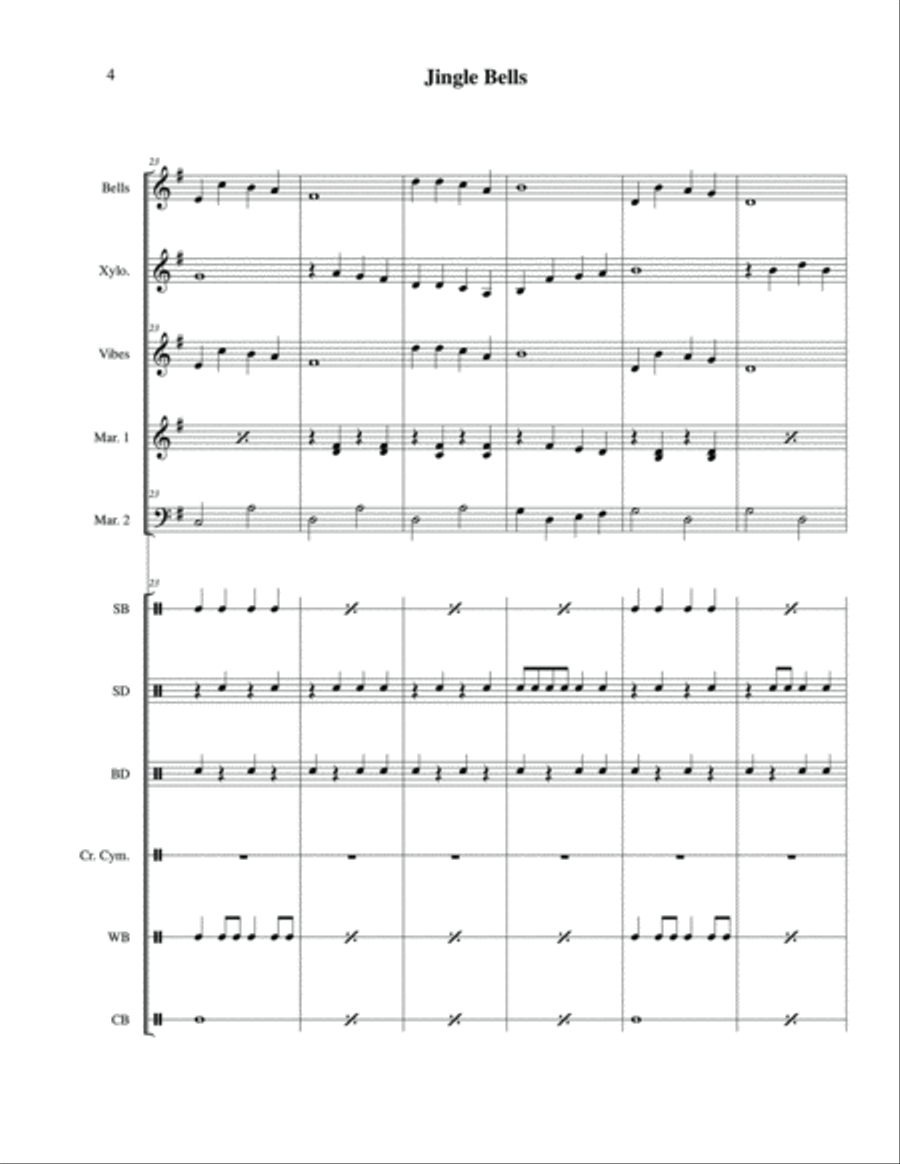 Jingle Bells for Percussion Ensemble Percussion Ensemble scores gallery preview page 5