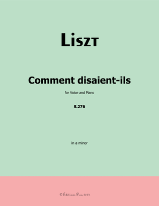 Comment disaient-ils, by Liszt, in a minor