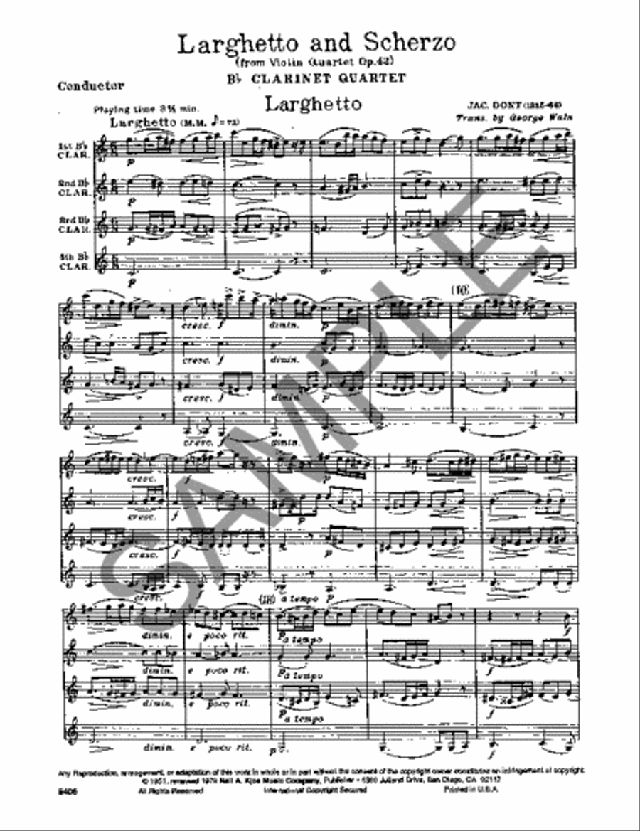 Larghetto and Scherzo (From Violin Quartet Op 42) Clarinet Solo scores gallery preview page 2