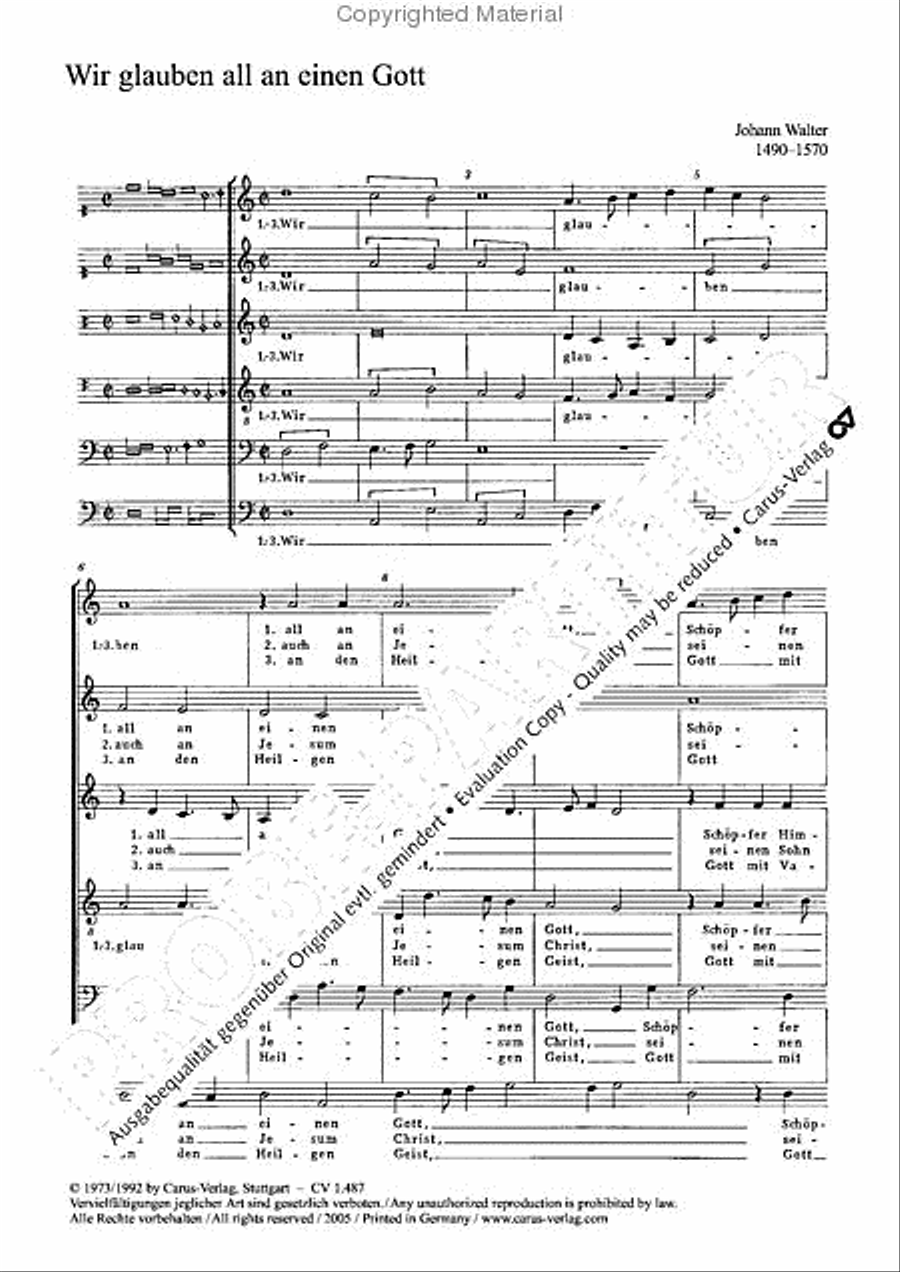 We all believe in one true God (Wir glauben all an einen Gott) SSATBB scores gallery preview page 2
